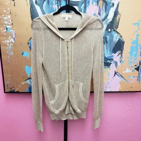 MICHAEL Michael Kors Gold Mesh Zip Up Hoodie - Picture 1 of 5